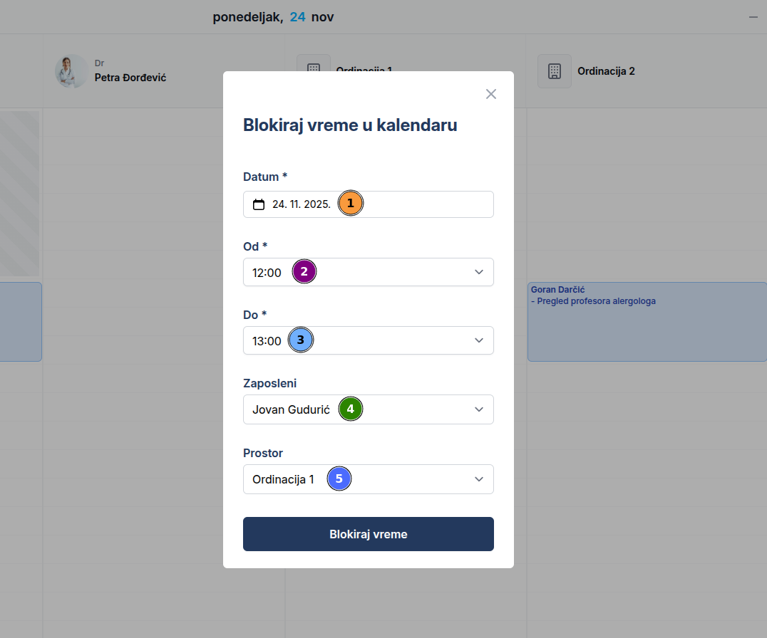 Prozor za blokiranje vremena