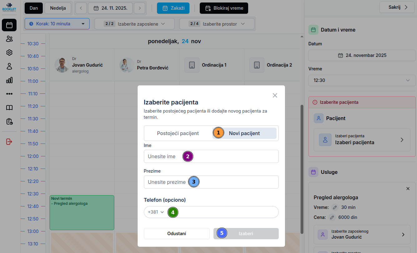 Dodavanje novog pacijenta