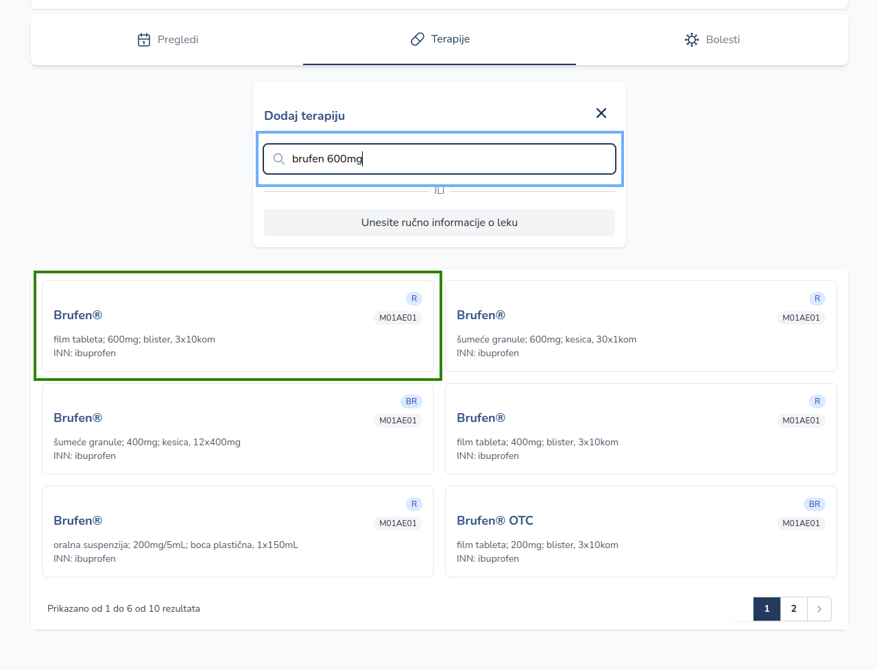 Therapy search results